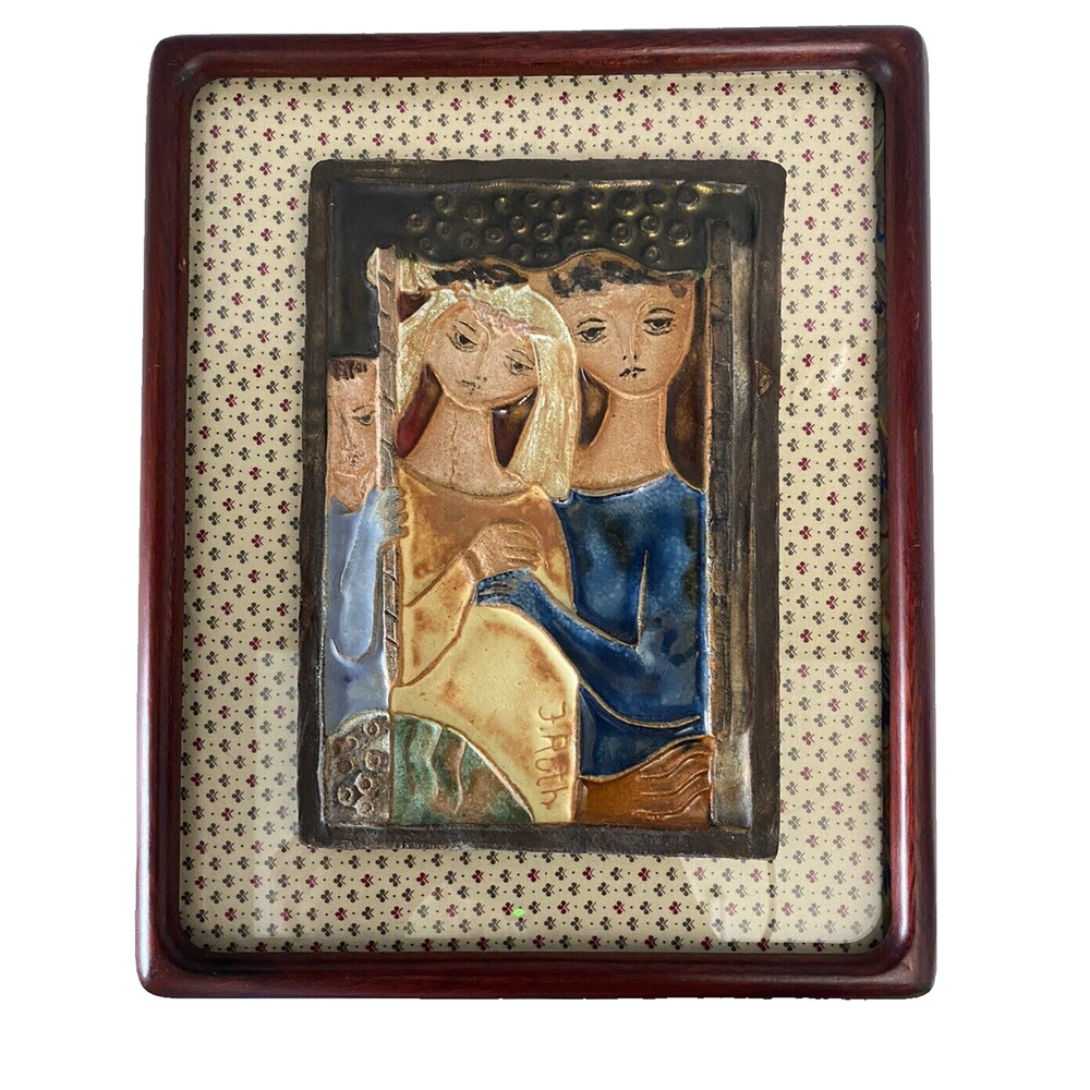 MCM CERAMIC TILE BY RUTH FAKTOR (FACTOR) ISRAELI ARTIST WEDDING BRIDE & GROOM